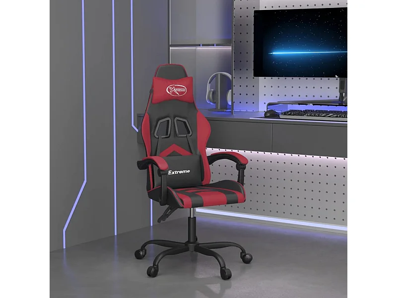 Sedia da gaming Ecopelle nera e rosso bordeaux