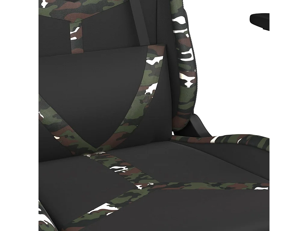 Fußstützen-Massage-Gaming-Stuhl, Kunstleder in Schwarz und Camouflage