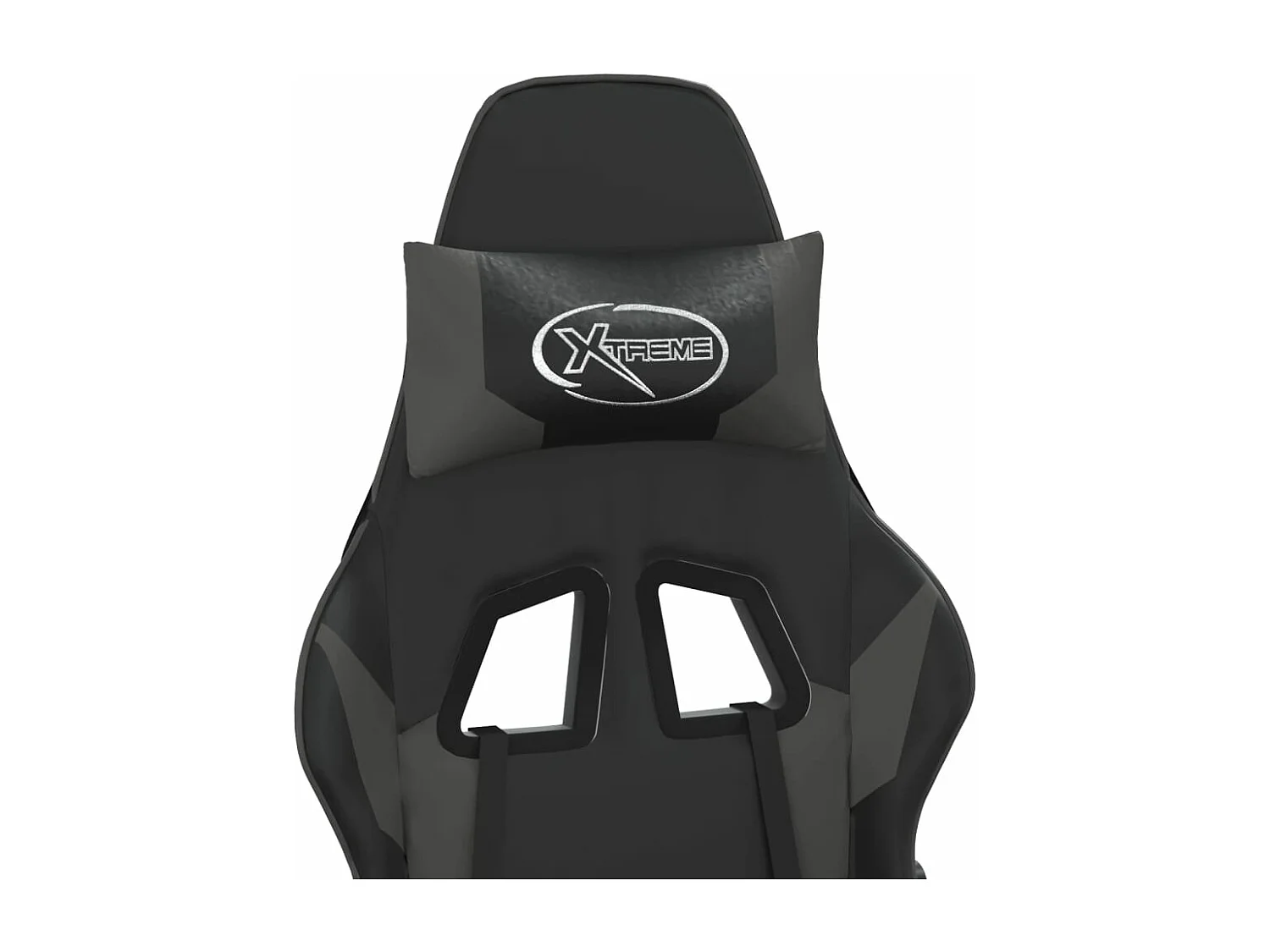 Gaming-Stuhl mit Fußstütze. Schwarzes und graues Kunstleder