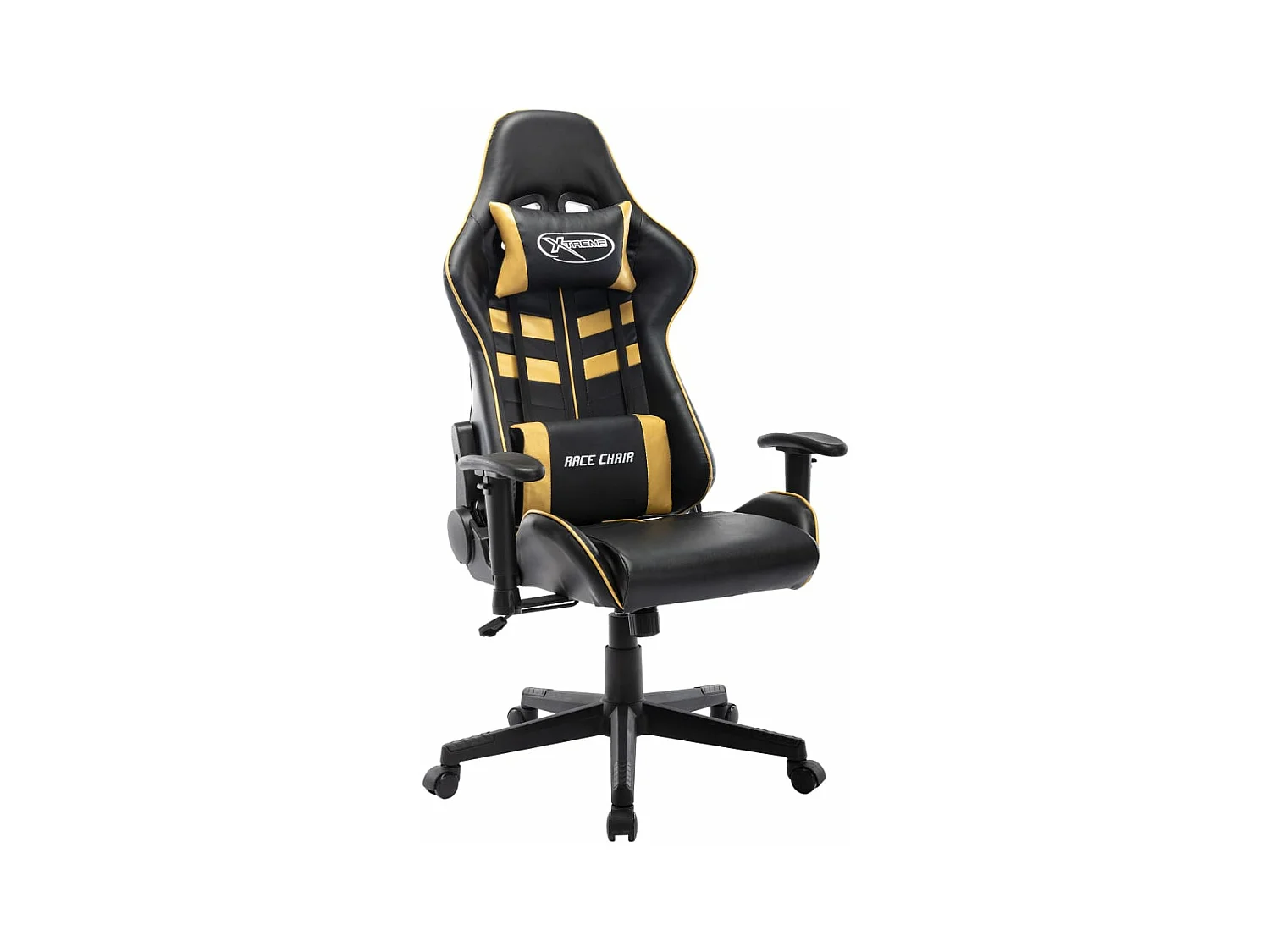 Gaming-Stuhl Schwarz-goldenes Kunstleder