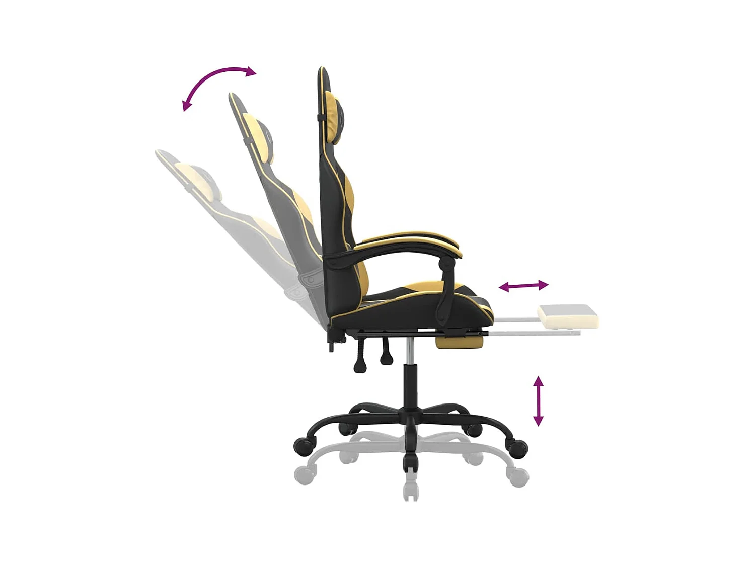 Gaming-Stuhl mit Fußstütze Schwarz-goldenes Kunstleder