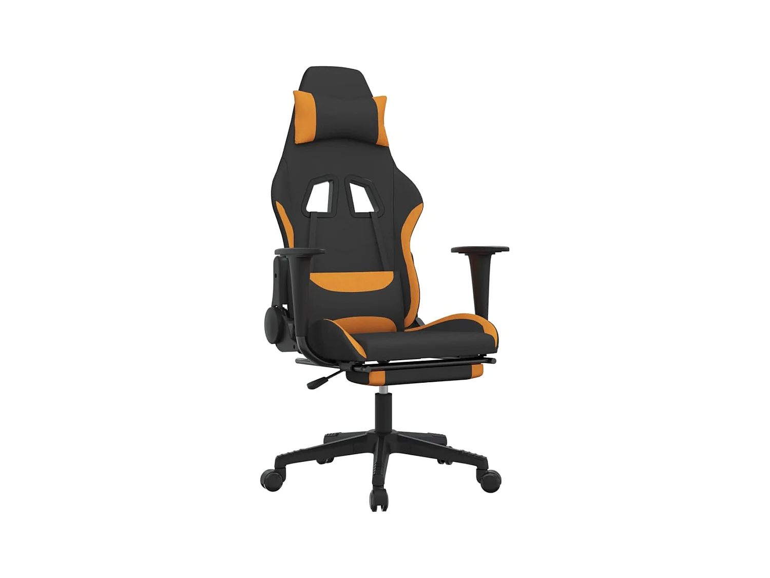 Chaise de jeu avec repose-pied Noir et orange Tissu