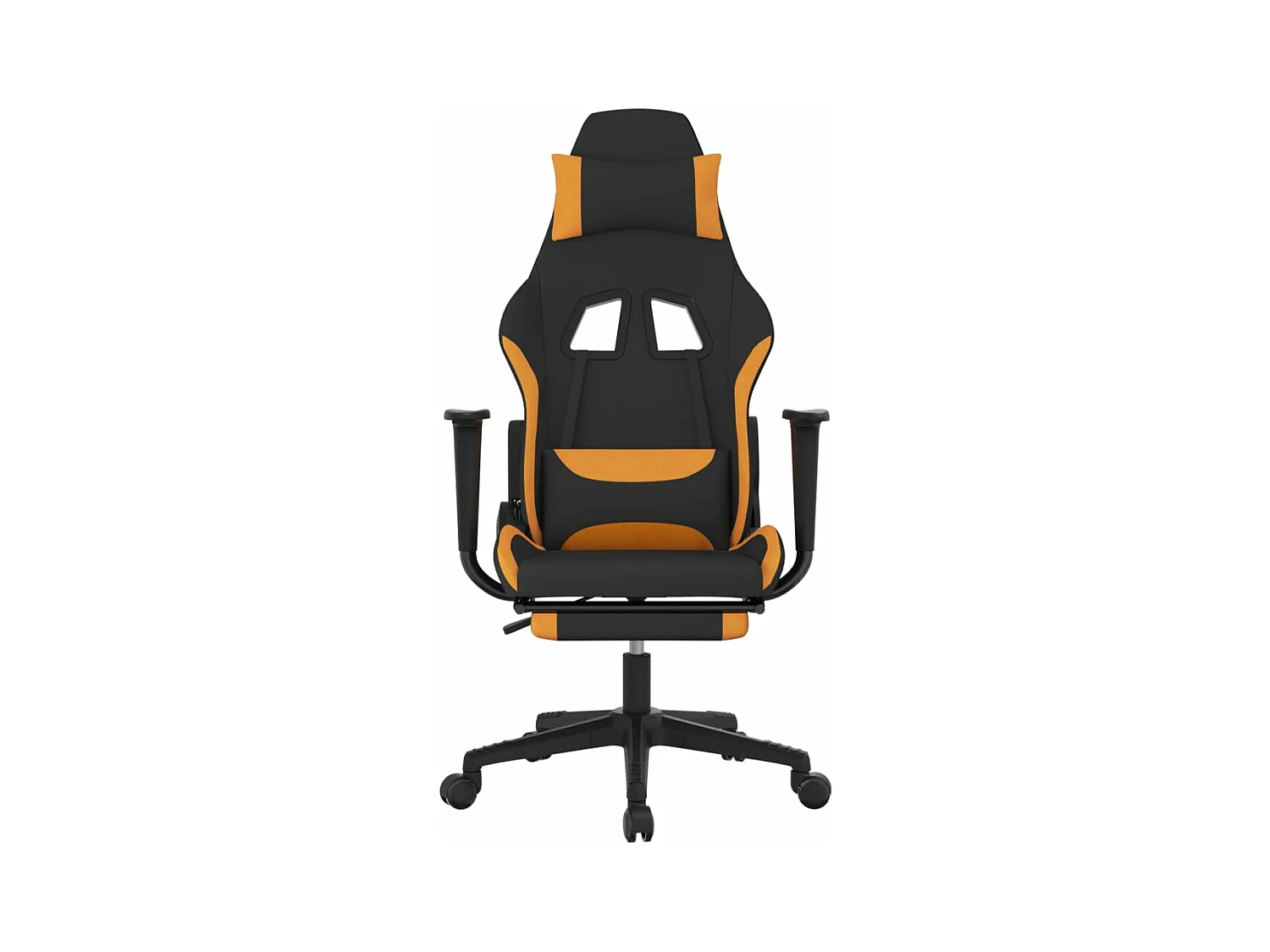 Chaise de jeu avec repose-pied Noir et orange Tissu