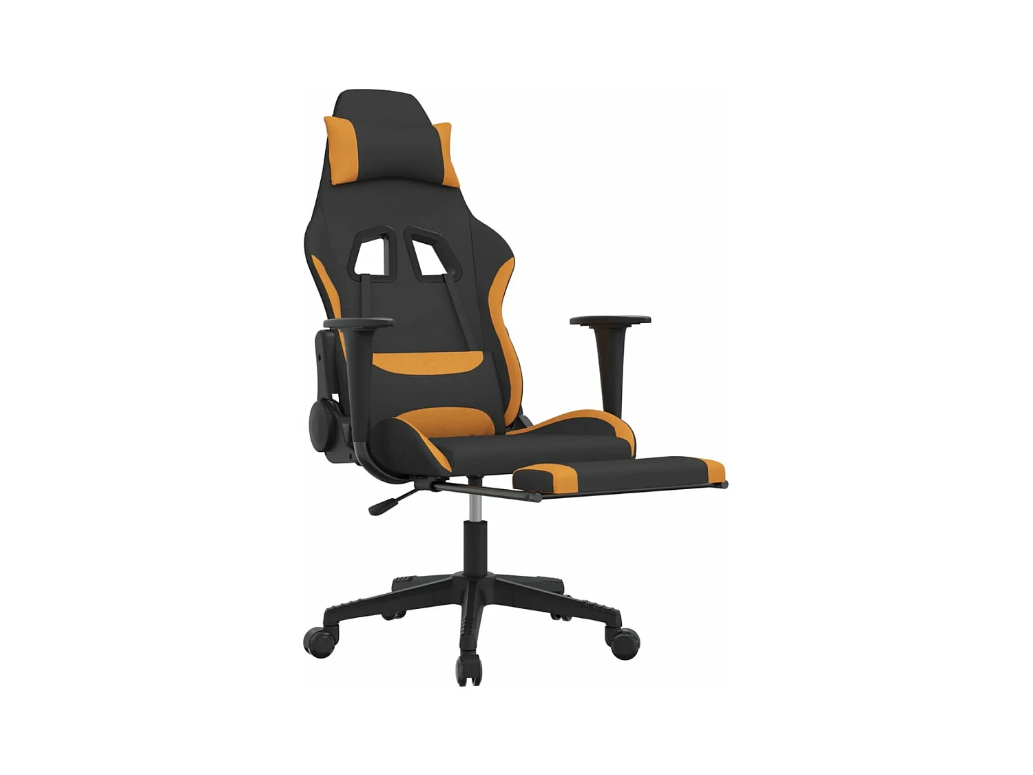 Chaise de jeu avec repose-pied Noir et orange Tissu