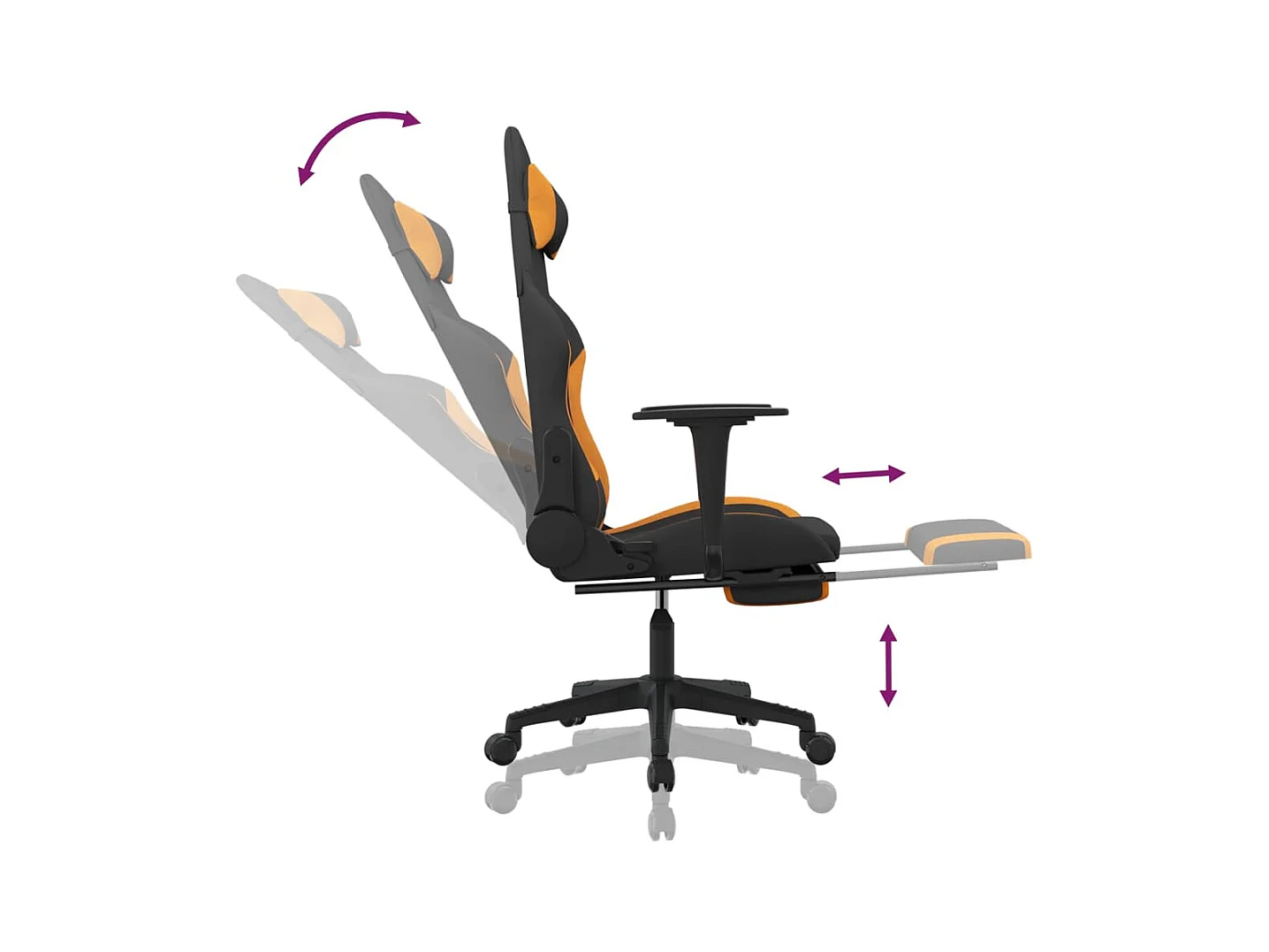 Chaise de jeu avec repose-pied Noir et orange Tissu