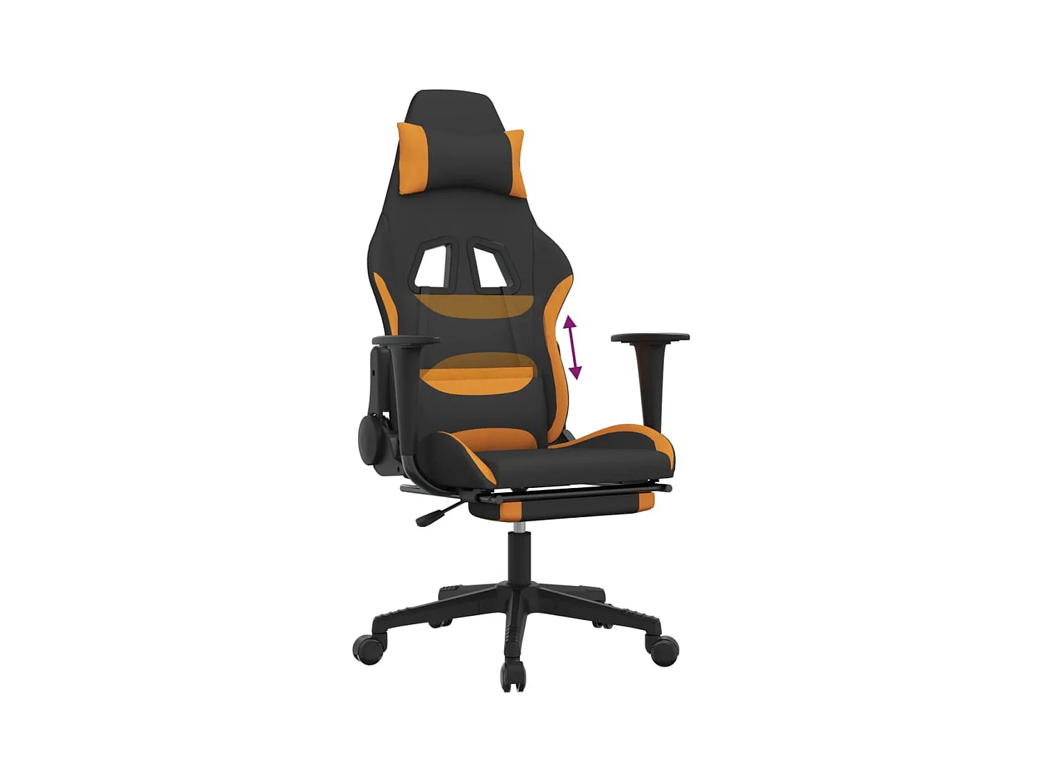 Chaise de jeu avec repose-pied Noir et orange Tissu