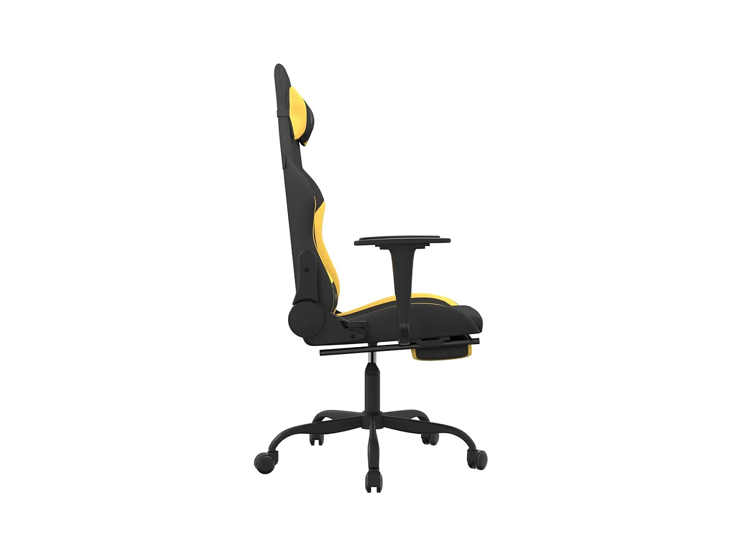 Massage-Gaming-Stuhl mit Fußstütze aus schwarzem und gelbem Stoff