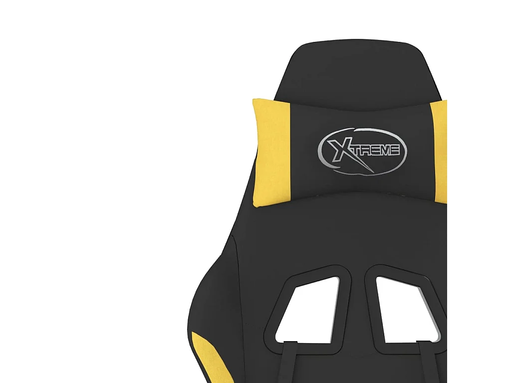 Cadeira de massagem para jogos com apoio para os pés em tecido preto e amarelo