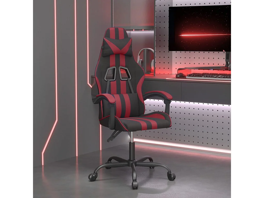 Sedia da gaming girevole Ecopelle nera e rosso bordeaux