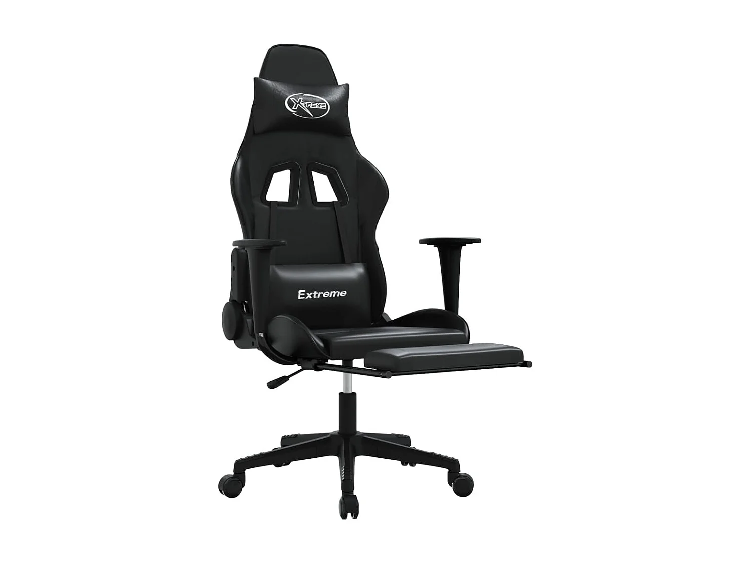 Silla Gaming de Masaje con Reposapiés Polipiel Negra