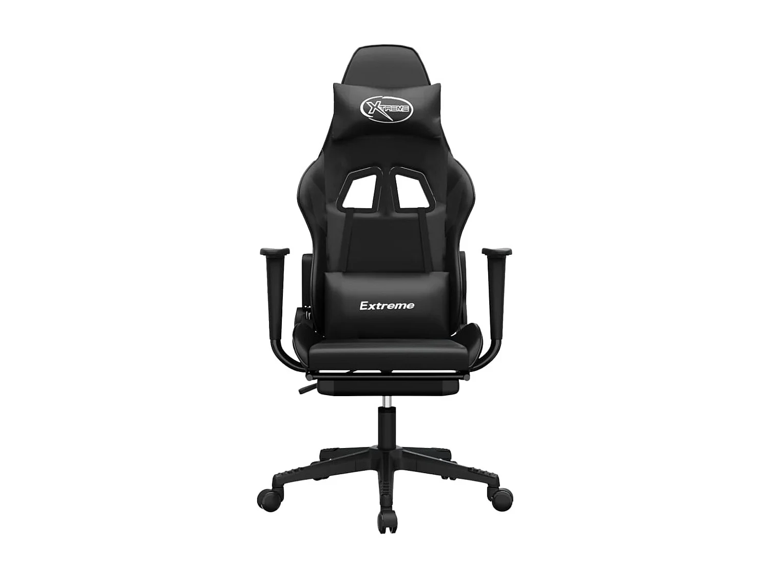 Silla Gaming de Masaje con Reposapiés Polipiel Negra