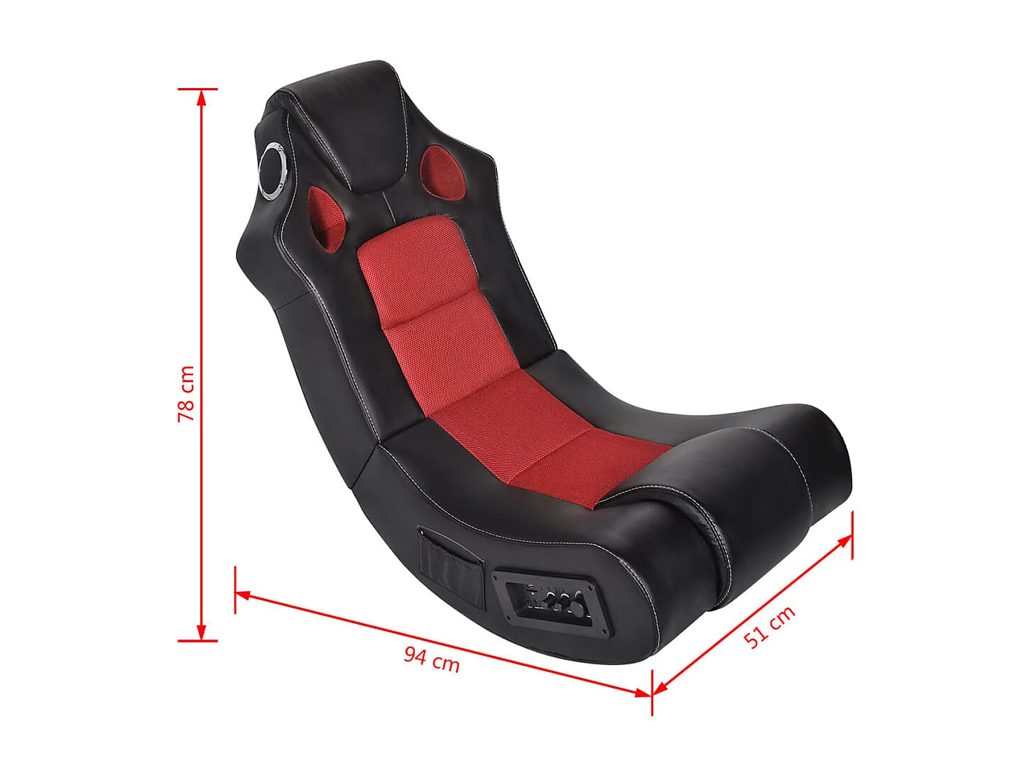 Cadeira de balanço com alto-falante Couro sintético preto e vermelho