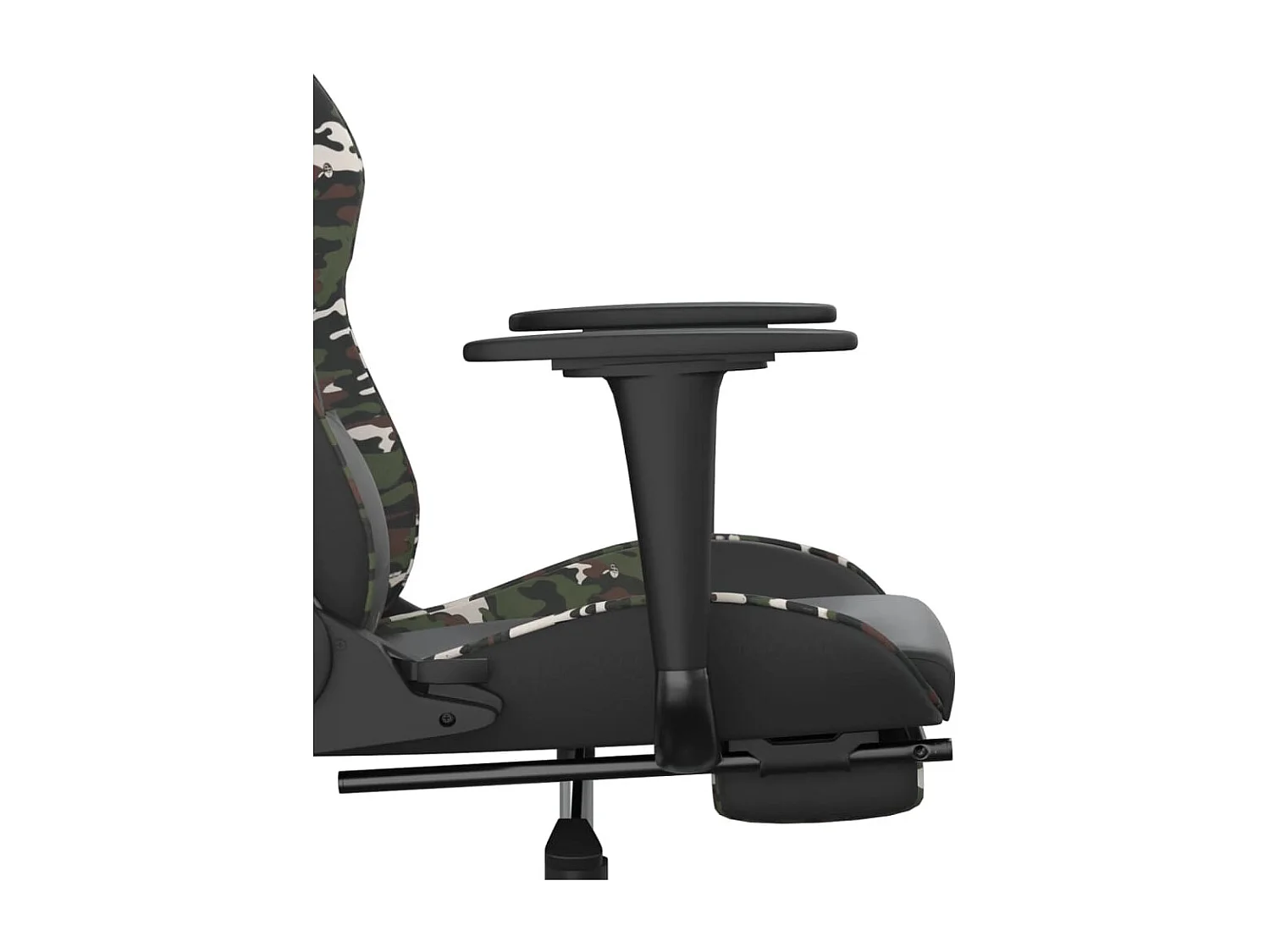 Poltrona da gioco massaggiante con poggiapiedi in similpelle nera e mimetica