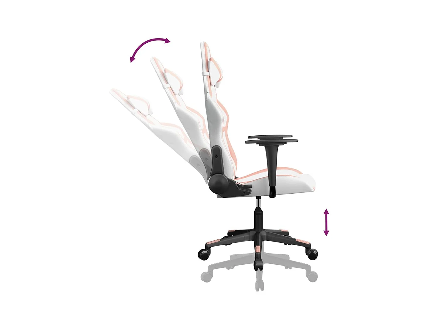 Sedia da gaming Ecopelle bianca e rosa