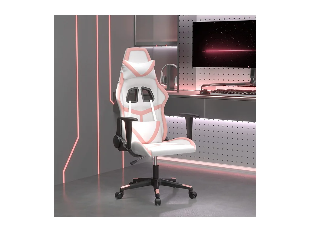 Gamingstoel Wit en roze Kunstleer
