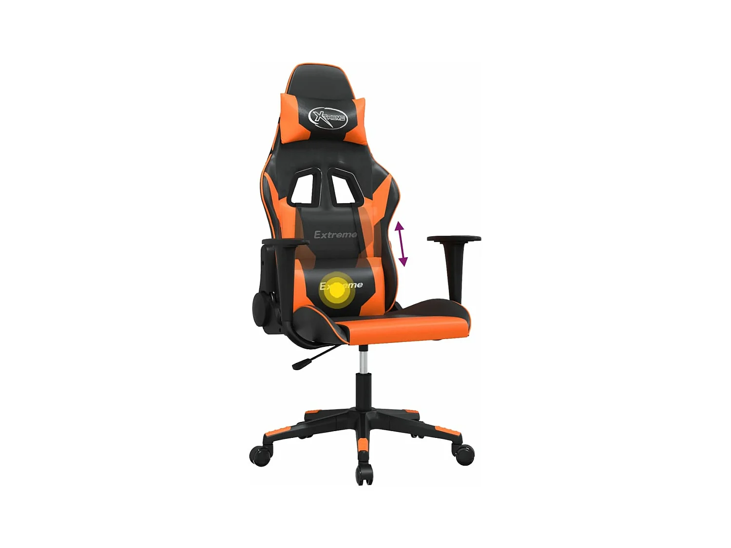 Massage-Gaming-Stuhl, Kunstleder in Schwarz und Orange