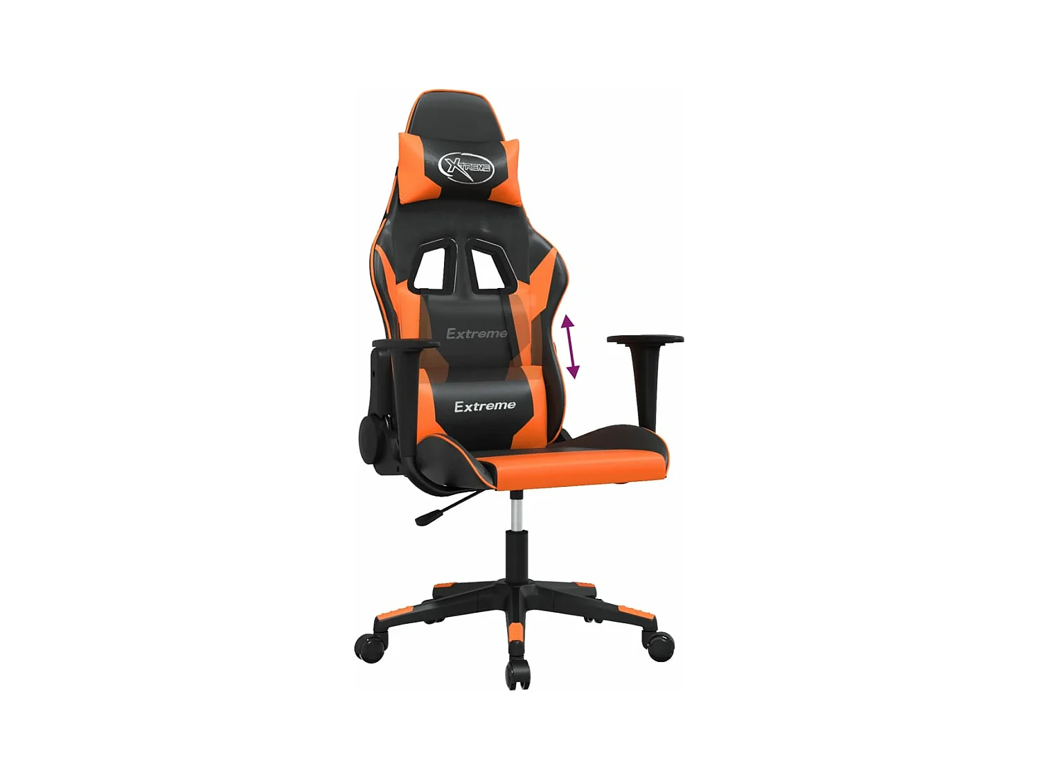 Massage-Gaming-Stuhl, Kunstleder in Schwarz und Orange
