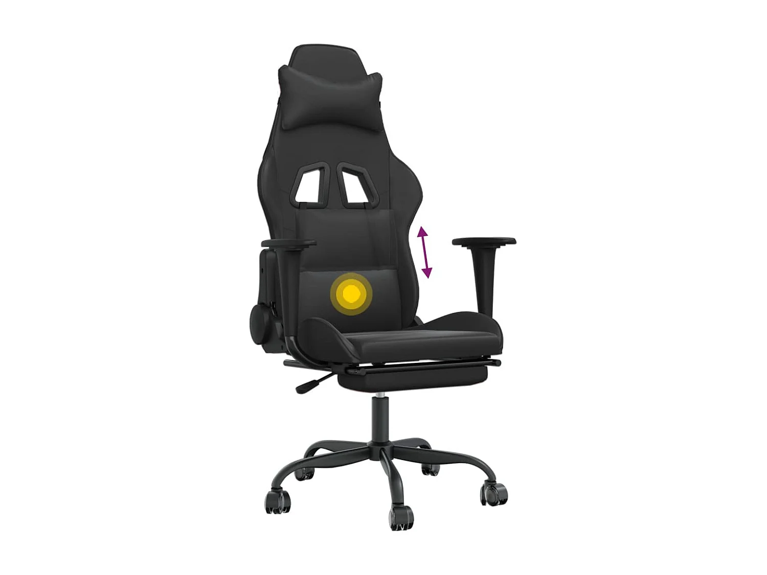 Chaise de jeu de massage avec repose-pied Noir Similicuir