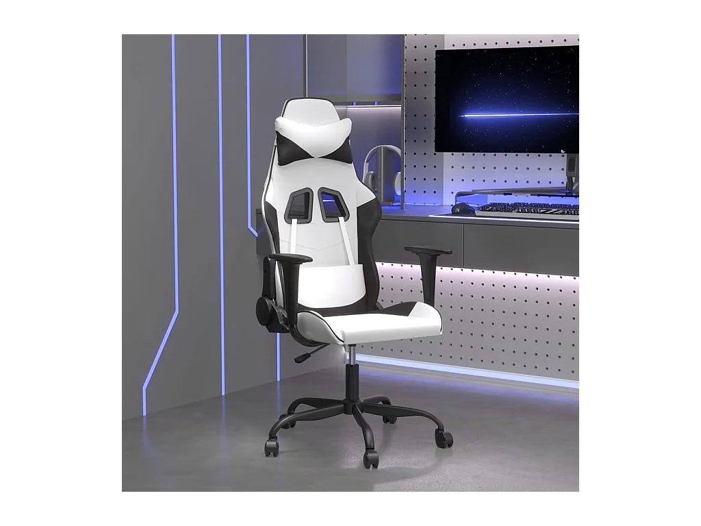 Chaise de jeu Blanc et noir Similicuir
