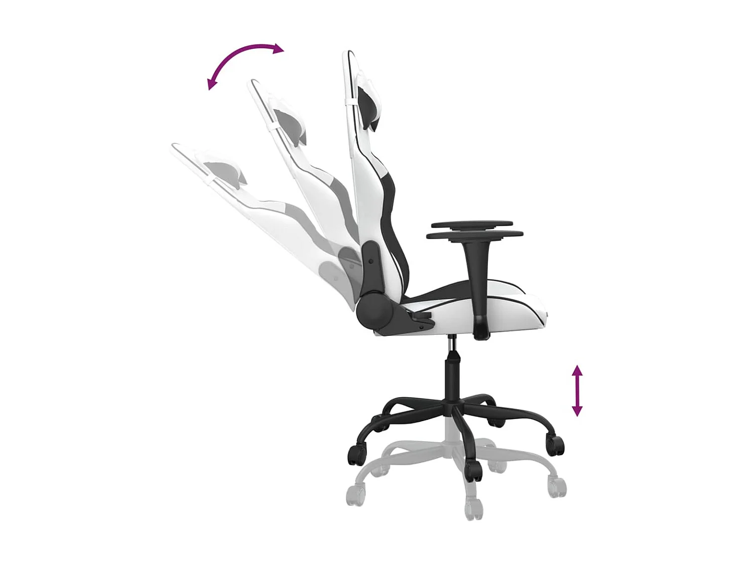 Chaise de jeu Blanc et noir Similicuir