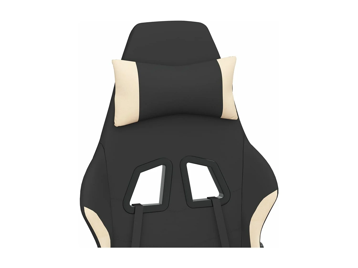 Silla Gaming con Reposapiés Tela Negra y Crema