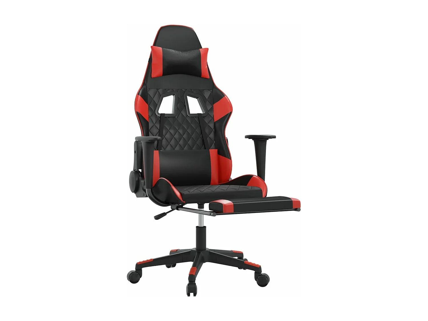 Chaise de jeu avec repose-pied Noir et rouge Similicuir