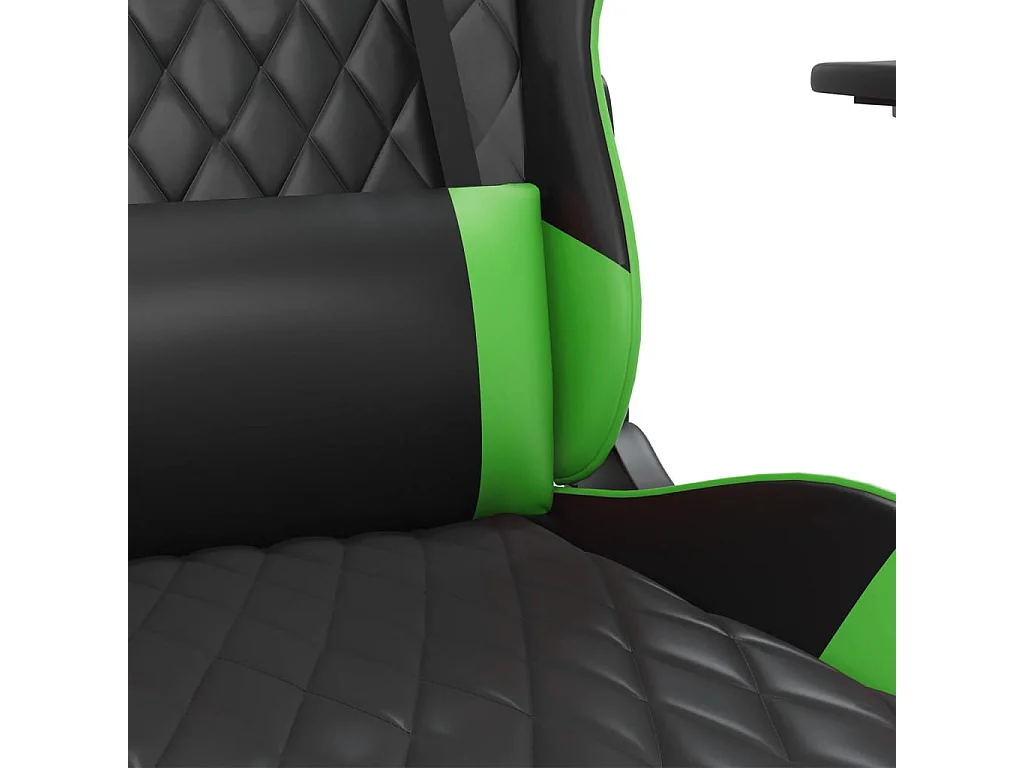 Cadeira gamer com apoio para pés Couro sintético preto e verde