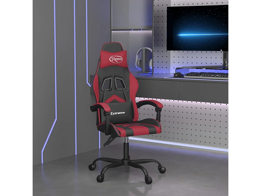 Sedia da gaming girevole Ecopelle nera e rosso bordeaux
