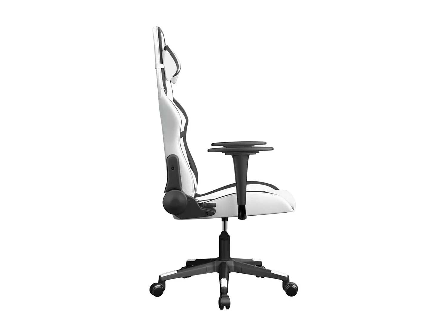 Massage-Gaming-Stuhl. Weißes und schwarzes Kunstleder