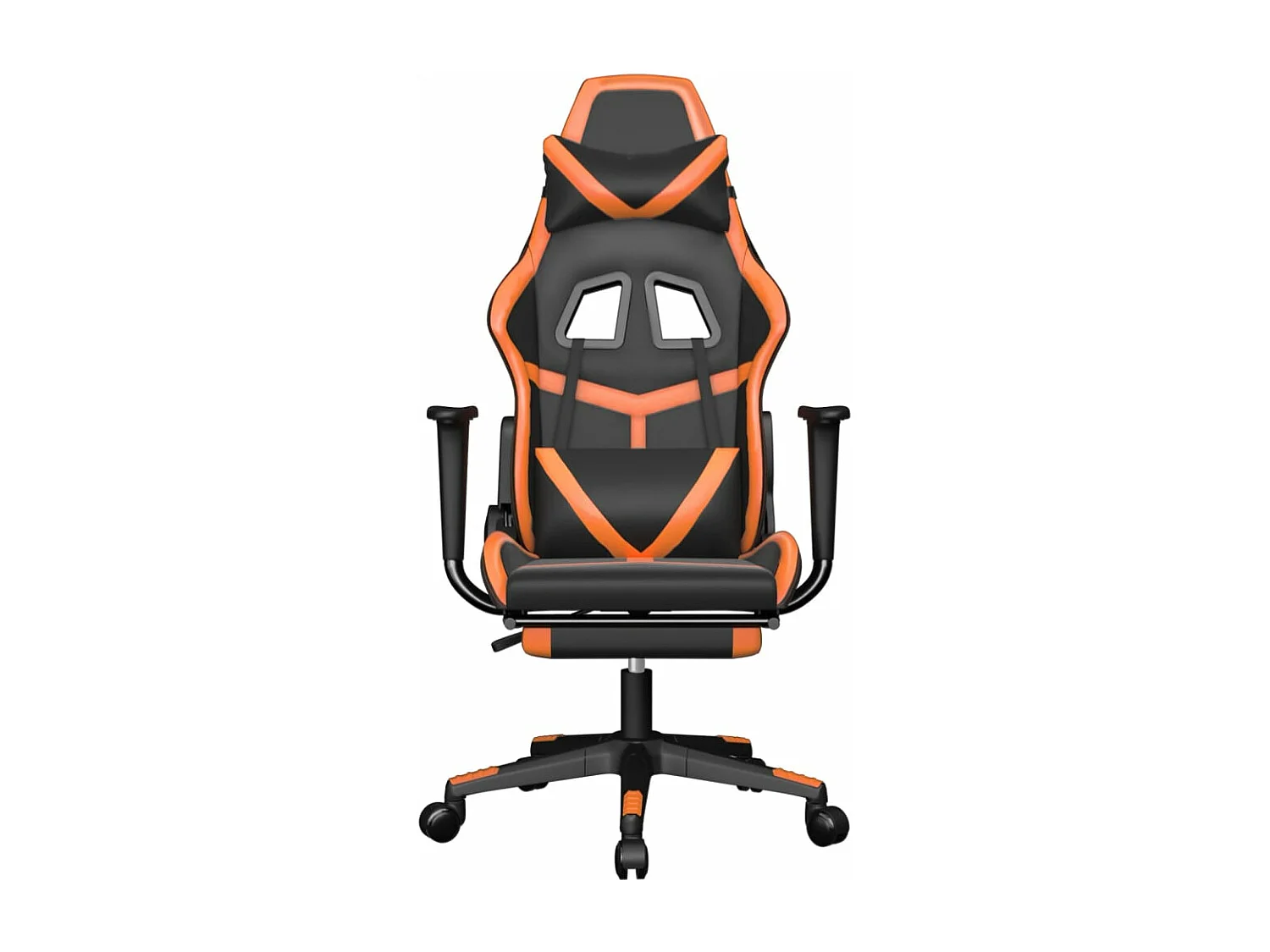 Sedia da gaming con poggiapiedi Ecopelle nera e arancione
