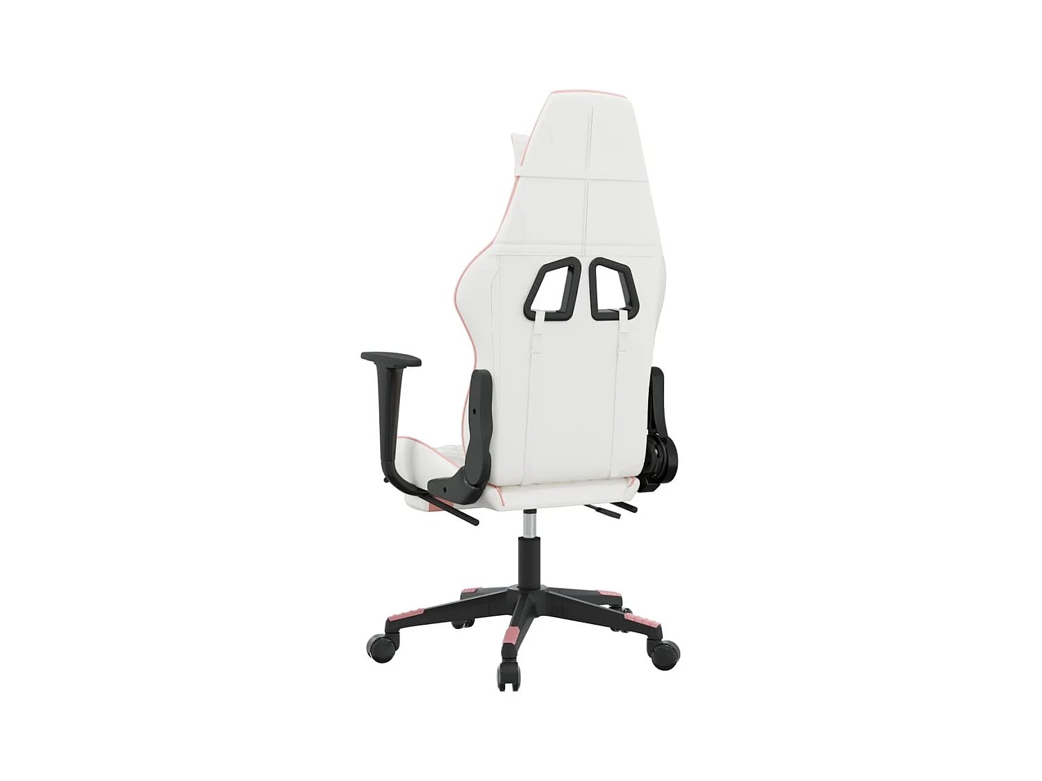 Massage-Gaming-Stuhl mit Fußstütze, Kunstleder in Weiß und Rosa