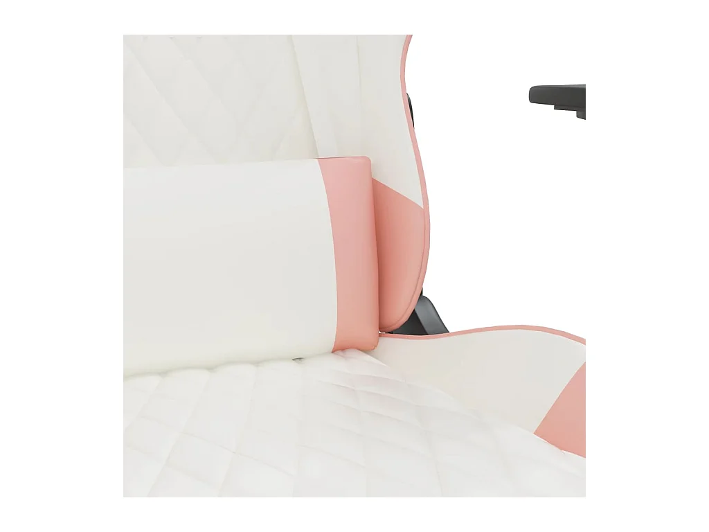 Massage-Gaming-Stuhl mit Fußstütze, Kunstleder in Weiß und Rosa