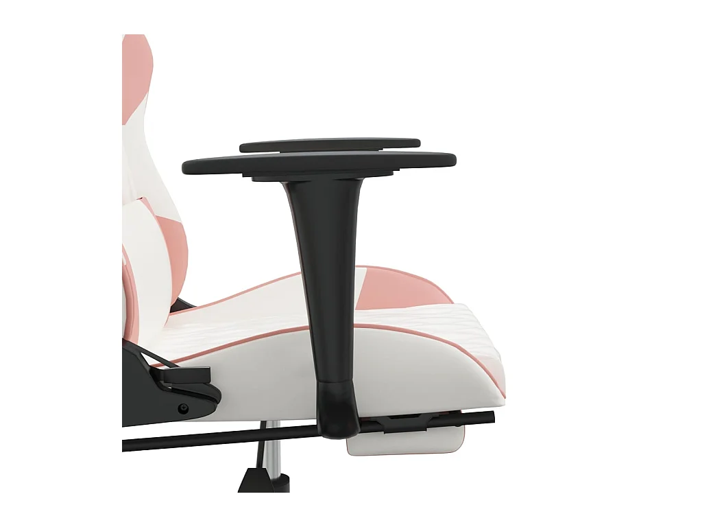 Massage-Gaming-Stuhl mit Fußstütze, Kunstleder in Weiß und Rosa