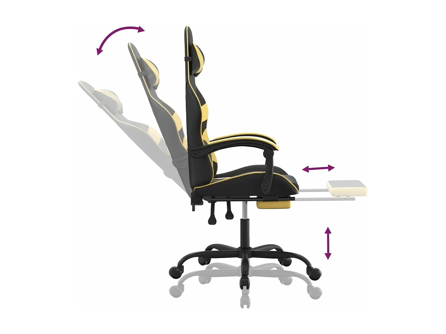 Gaming-Stuhl mit Fußstütze Schwarz-goldenes Kunstleder