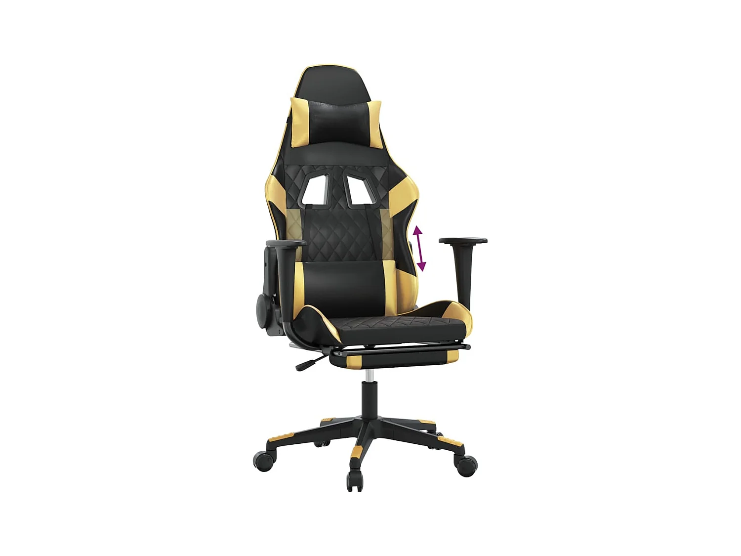 Gaming-Stuhl mit Fußstütze Schwarz-goldenes Kunstleder