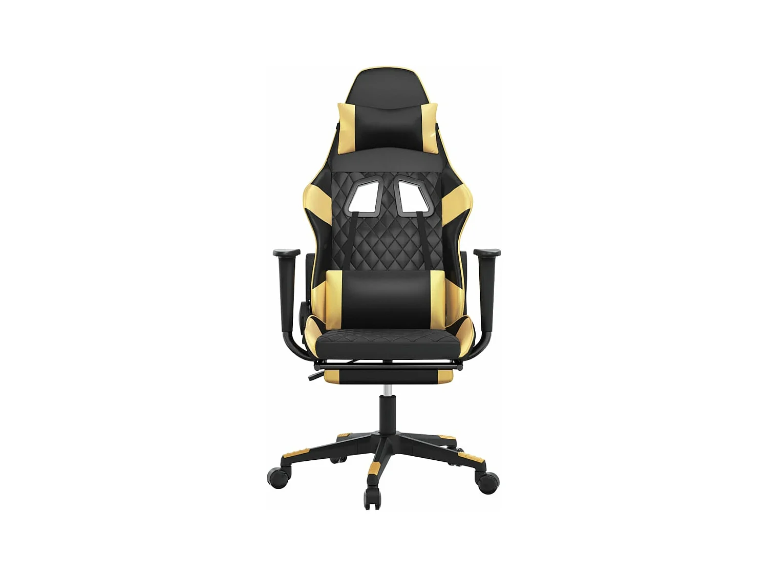 Gaming-Stuhl mit Fußstütze Schwarz-goldenes Kunstleder