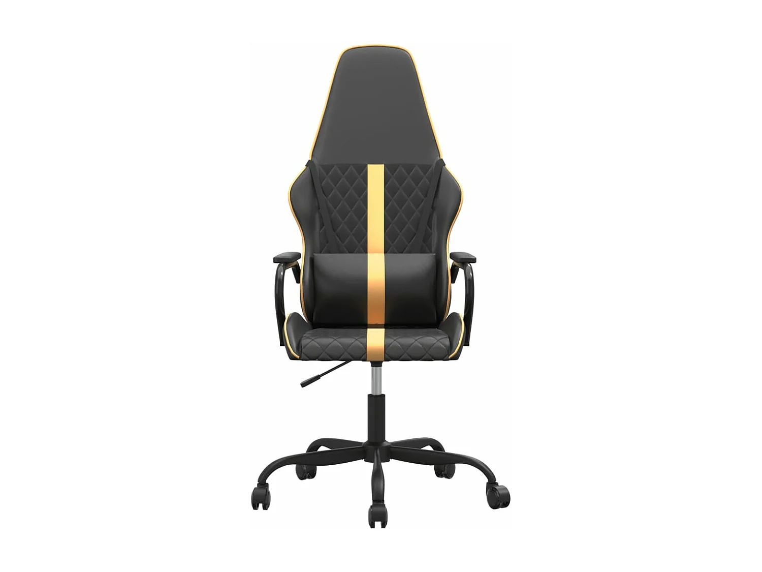 Goudkleurige en zwarte kunstleren massagegamingstoel