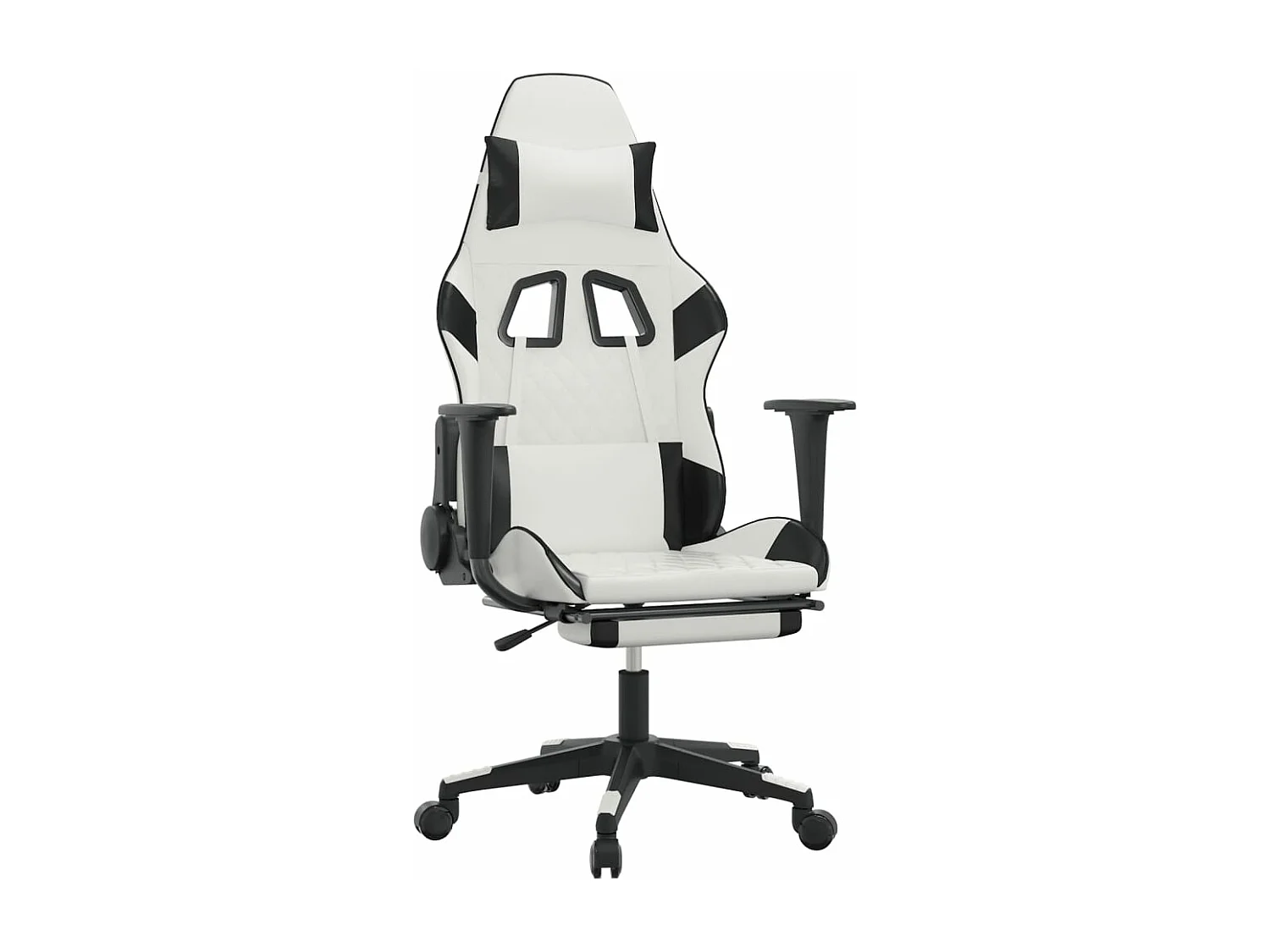 Sedia da gaming con poggiapiedi Ecopelle bianca e nera