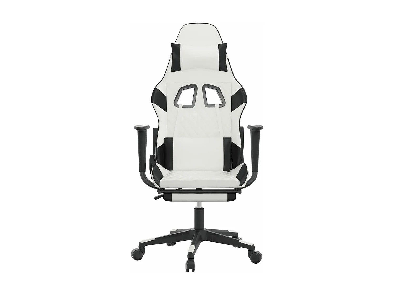 Sedia da gaming con poggiapiedi Ecopelle bianca e nera