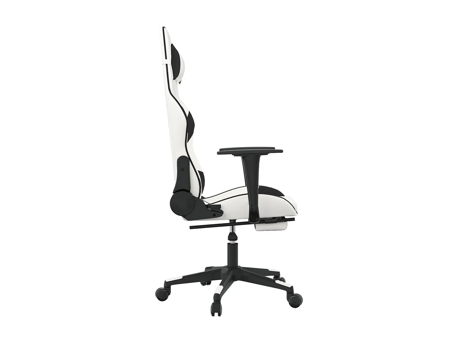 Sedia da gaming con poggiapiedi Ecopelle bianca e nera