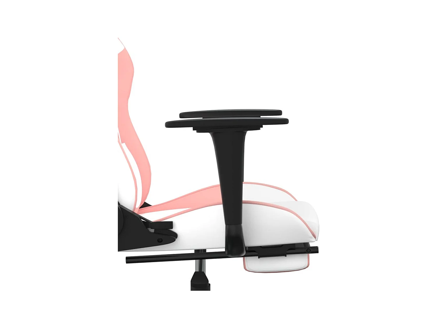 Massage-Gaming-Stuhl mit Fußstütze, weiß-rosa Kunstleder