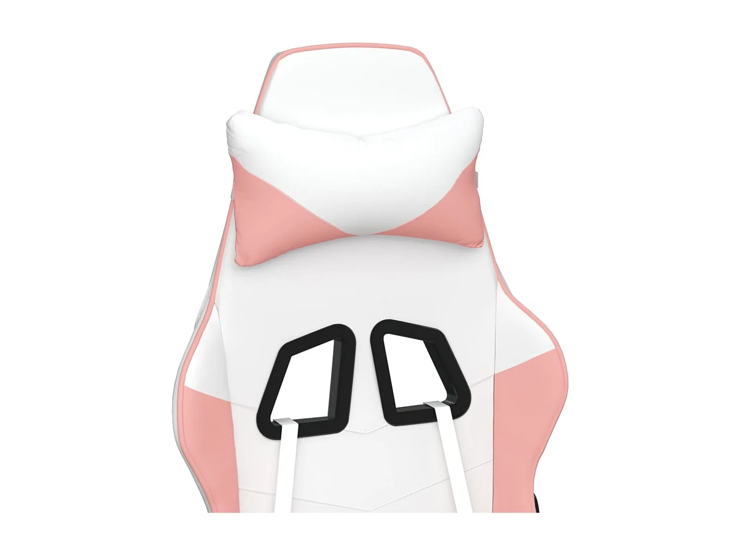 Cadeira de massagem para jogos com apoio para os pés em couro sintético rosa branco