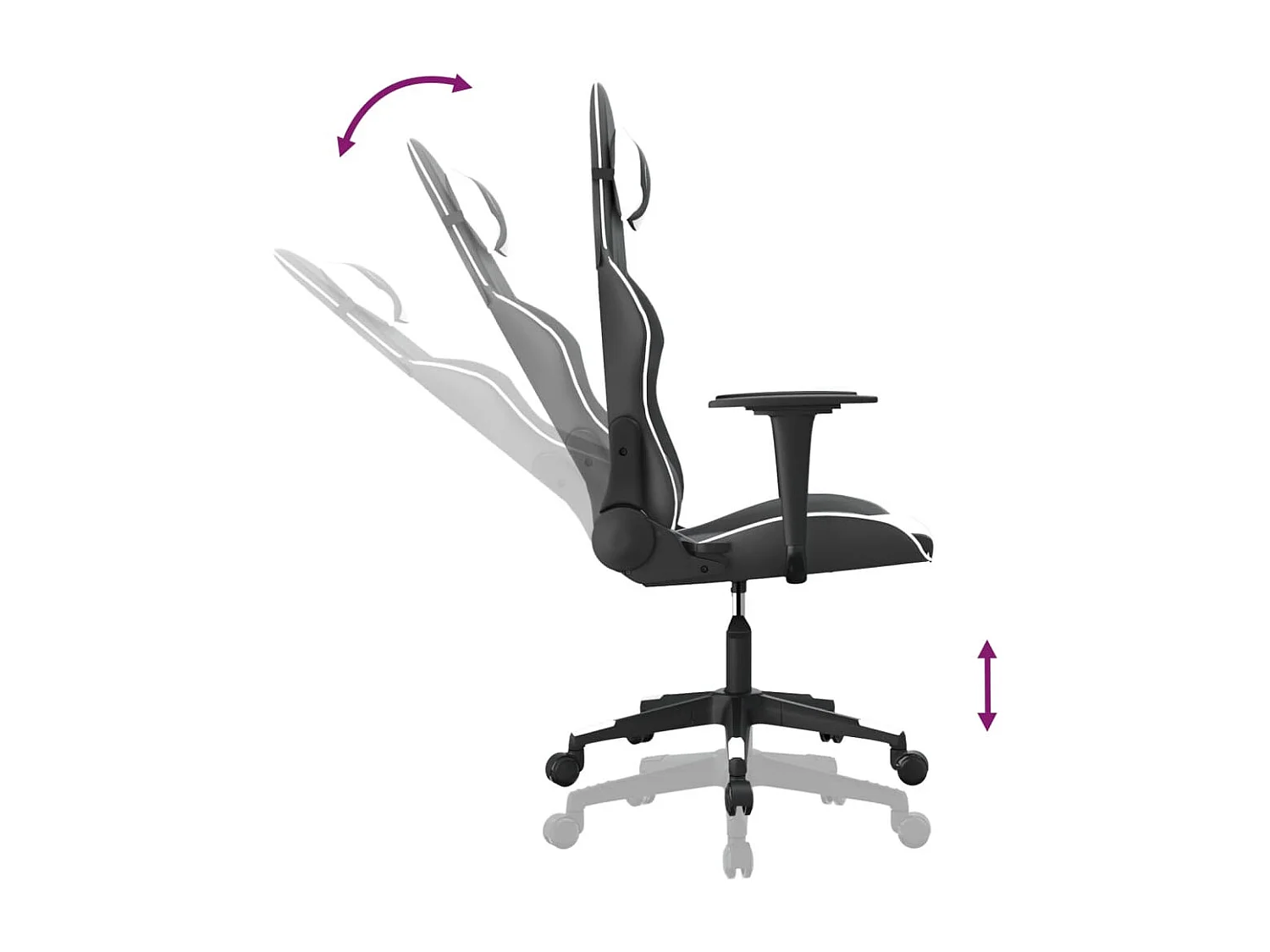 Massage-Gaming-Stuhl aus schwarzem und weißem Kunstleder