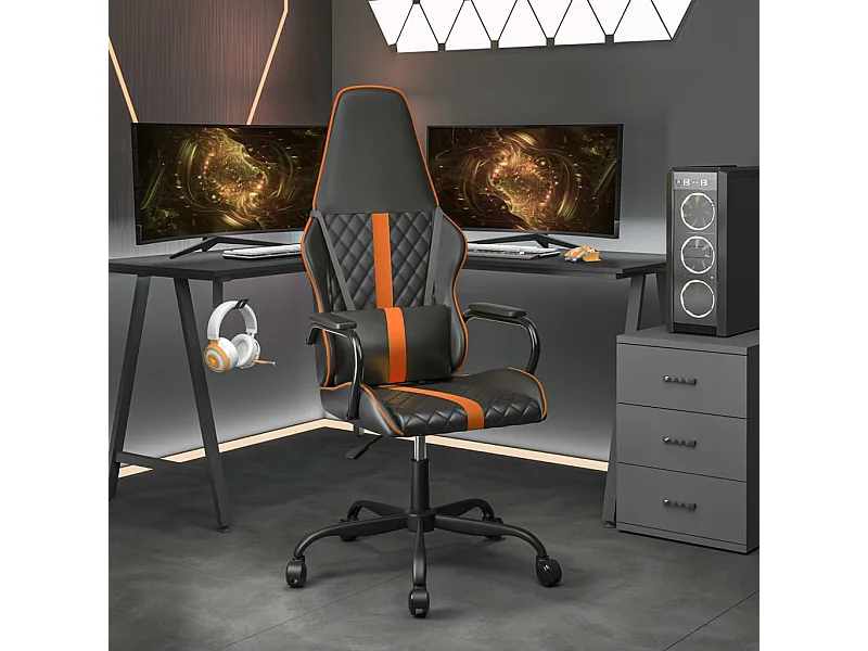 Chaise de jeu Noir et orange Similicuir