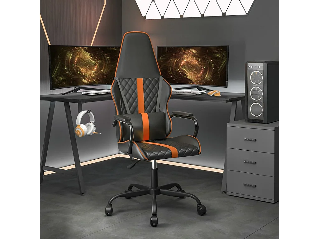 Chaise de jeu Noir et orange Similicuir