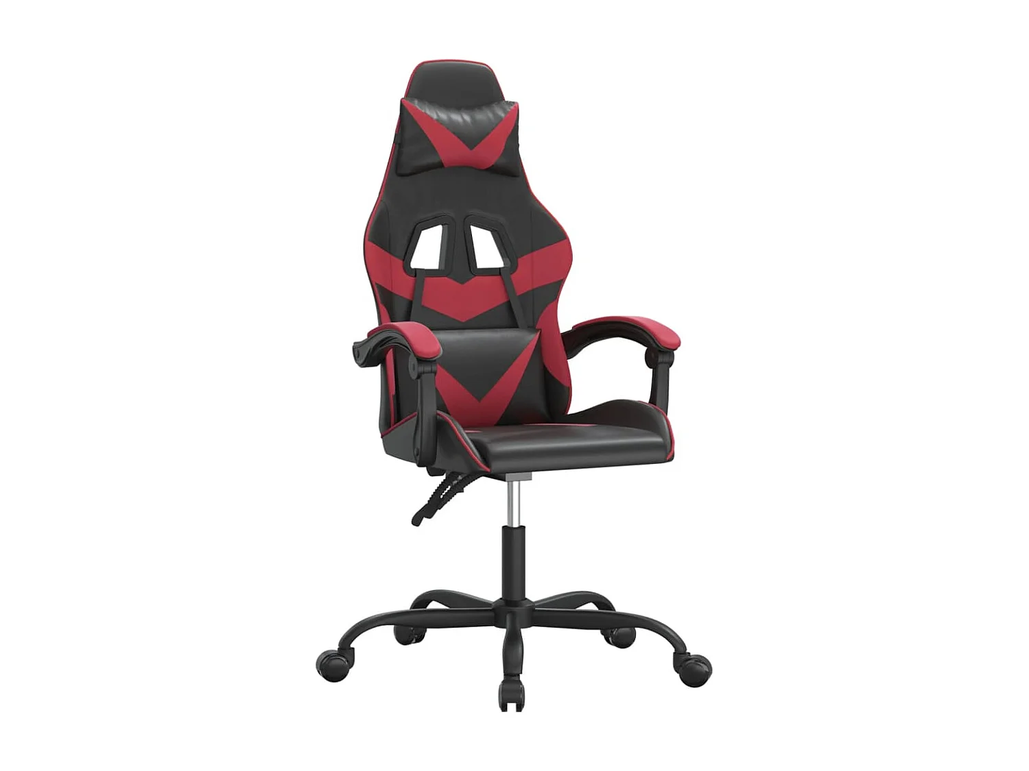 Sedia da gaming girevole Ecopelle nera e rosso bordeaux