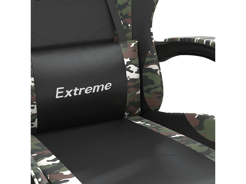 Drehbarer Gaming-Stuhl mit Fußstütze, Kunstleder in schwarzem Camouflage-Design
