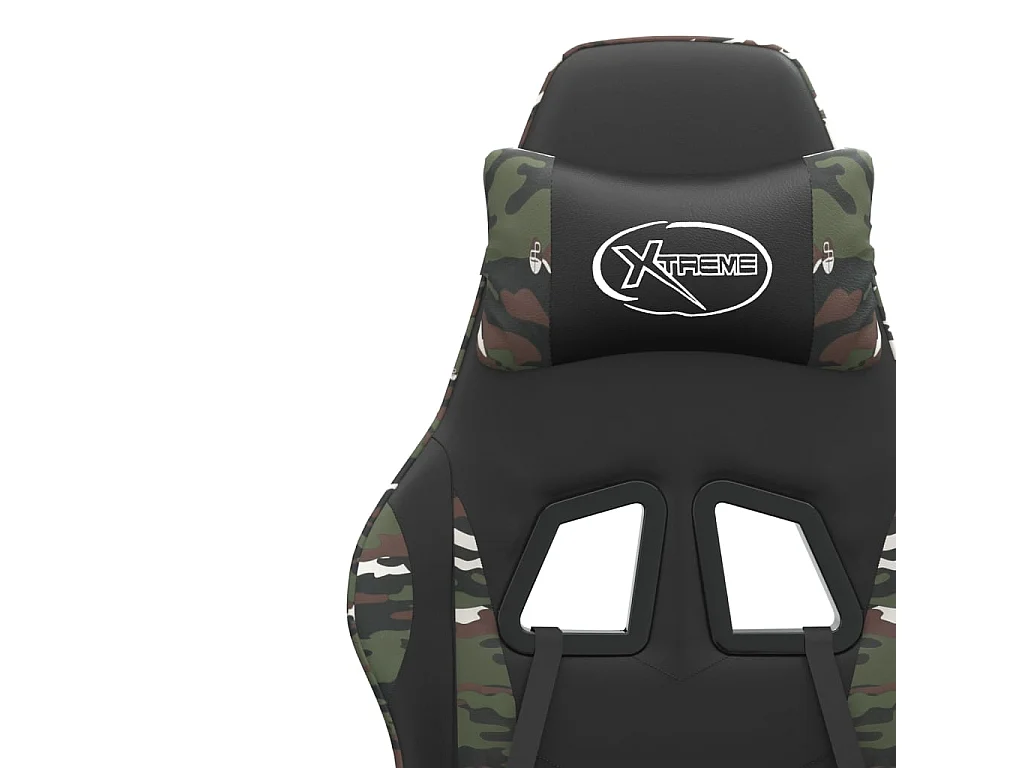 Drehbarer Gaming-Stuhl mit Fußstütze, Kunstleder in schwarzem Camouflage-Design