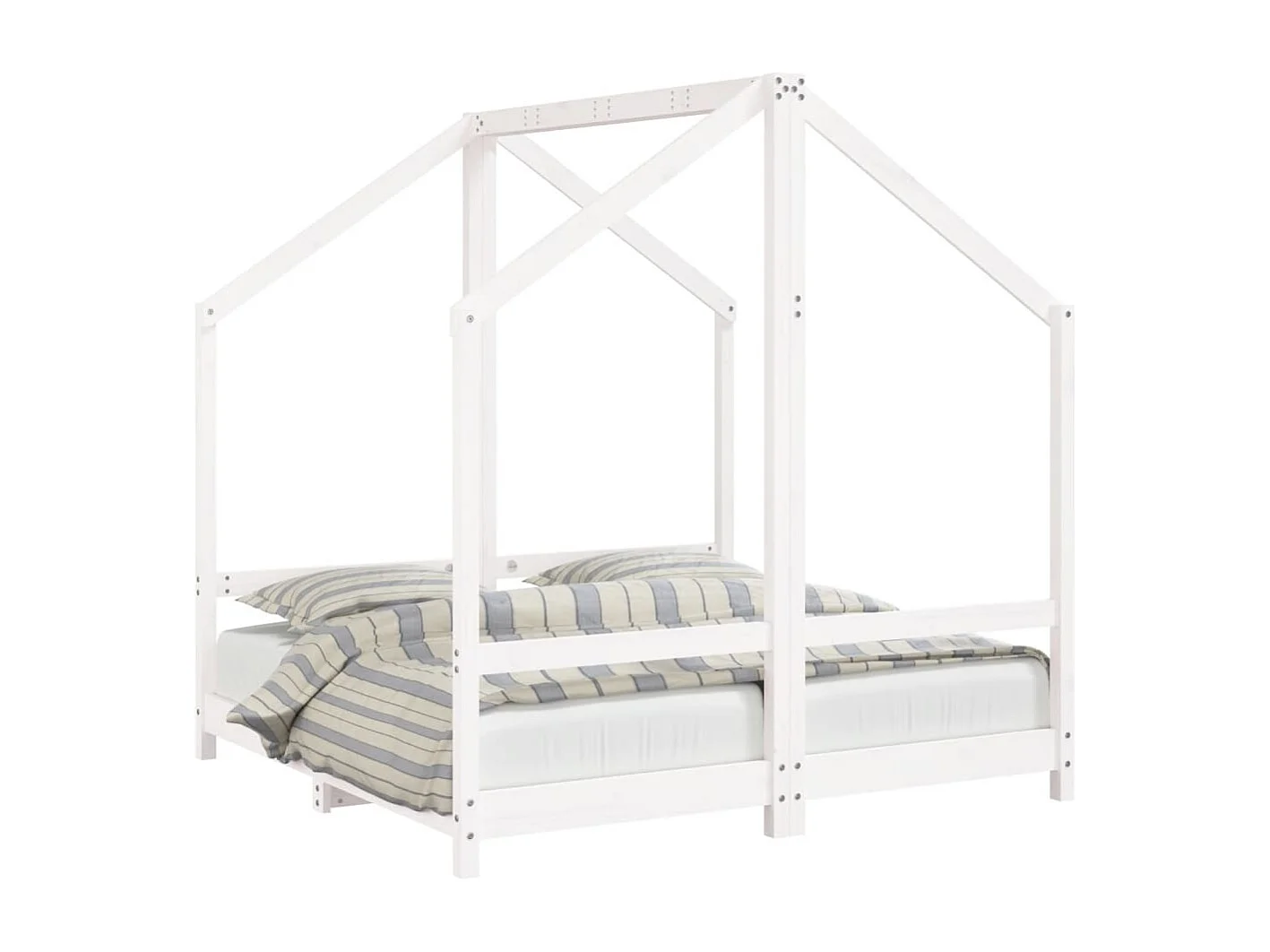 Estrutura de cama infantil branca 2x(70x140) cm madeira maciça de pinho
