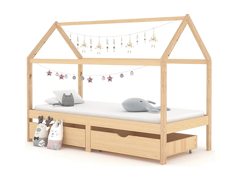 Cadre de lit d'enfant avec tiroirs Bois de pin massif 90x200 cm